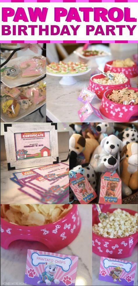 Check out these easy and creative Paw Patrol Party Ideas that are a hit with any girl or boy who loves Paw Patrol! This covers everything from food and desserts to decor and favors! Everything you need for a wonderful Paw Patrol birthday party for your little cutie! Honey We're Home #pawpatrolparty #pawpatrol #partyideas #”birthdaydessertseasy” Skye Paw Patrol Party Food, Paw Patrol Food Ideas, Paw Patrol Party Food, Girl Paw Patrol Party, Paw Patrol Party Ideas, Skye Birthday Party, Skye Paw Patrol Party, 3rd Birthday Party For Girls, Paw Patrol Party Favors