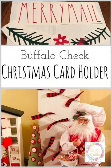 Easy and simple how to make a merry mail Christmas Card Holder to display your cards on. This wooden farmhouse style display is adorable, customize with your Cricut and pick a cute ribbon to match your Christmas style. #Christmas #ChristmasCardHolder #Farmhouse #buffalocheck #buffalocheckChristmas #ChristmasCraft #DIY #Christmasproject #FarmhouseChristmas Merry Mail, Christmas Card Holder, Wooden Farmhouse, Buffalo Check Christmas, Cute Ribbon, Christmas Style, Christmas Card Holders, Christmas Fashion, Buffalo Check