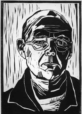 colin moore Linocut Portrait Faces, Linocut Face, Lino Print Portrait, Lino Portrait, Linocut Portrait, Woodcut Prints, Woodcut Art, Relief Printmaking, Lino Cuts