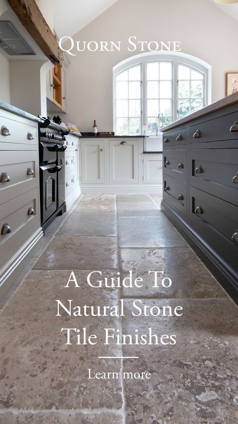 A guide to stone floor tile finishes french limestone Limestone Flooring Kitchen, Stone Tiles Kitchen, Antique Stone Flooring, Flagstone Tile, Natural Stone Floor, French Limestone Floor, French Tile, Natural Stone Tile Floor, Limestone Floor Tiles