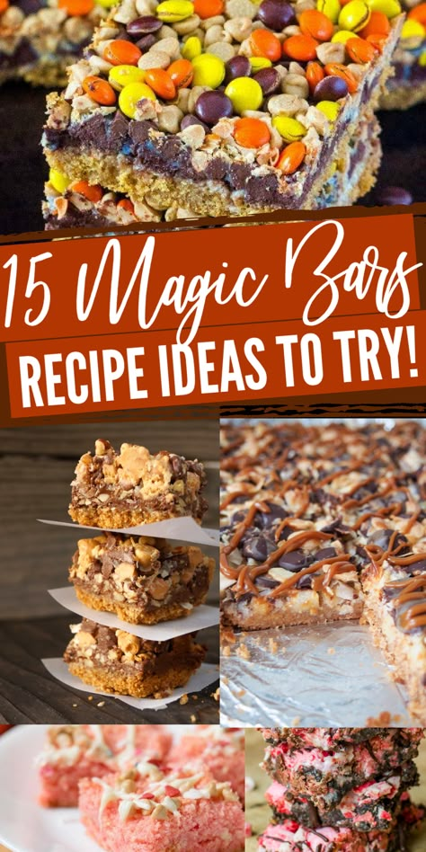 Best Bars For Potluck, Oatmeal Cookie Magic Bars, M&m Magic Bars, Magic Bars 7 Layer, Bars And Cookies Recipes, Desert Bars For A Crowd, Magic Bar Recipe, Magic Bars Without Coconut, Magic Cookie Bars No Coconut