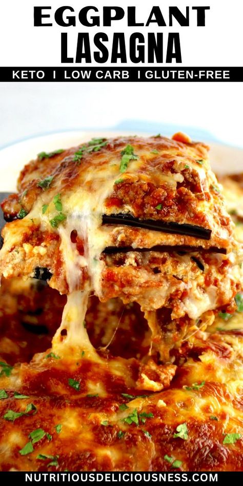 This rich and cheesy Eggplant Lasagna features tender roasted eggplant beautifully layered with homemade marinara and creamy ricotta. It's a hearty, healthy and delicious dish the whole family will love. Roasted Eggplant Lasagna, Eggplant Lasagna Recipe, Easy Eggplant Lasagna Recipe, Keto Eggplant Lasagna, Healthy Eggplant Lasagna, Eggplant Lasagna Vegetarian, Vegetable Lasagna With Eggplant, Low Carb Eggplant Lasagna, Paleo Eggplant Lasagna