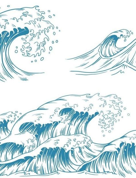 Sea Doodles Waves, Wave Sketch Simple, Sea Waves Drawing, Sea Waves Illustration, Ocean Waves Drawing, Wave Drawings, Wave Sketch, Ocean Sketch, Ocean Wave Drawing