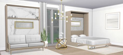 RH Murphy Beds ~ January | Patreon Restoration Hardware Style, Wall Beds, Murphy Beds, Wall Bed, Bed Wall, Cc Finds, Murphy Bed, Tiny Living, Sims 4 Cc