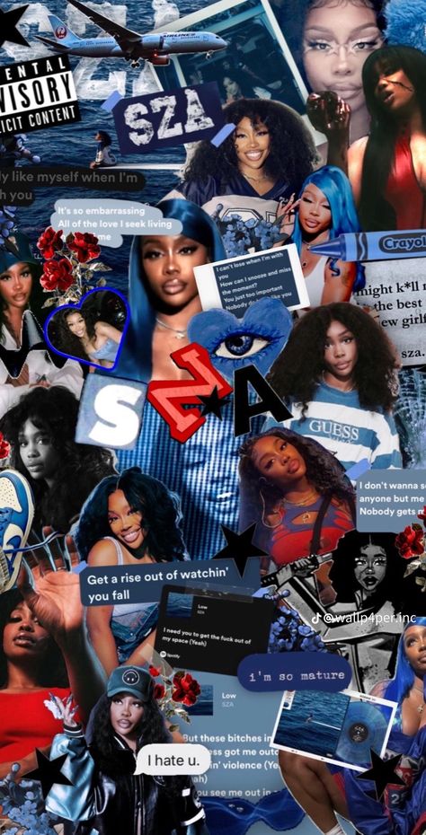 Sza Aesthetic Wallpaper Blue, Sza Collage Wallpaper, Sza Sos, Ocean Music, Kaws Iphone Wallpaper, Sza Singer, Pretty Wallpaper Ipad, Cute Lockscreens, Iphone Wallpaper Classy