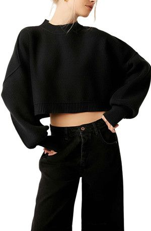 Favorite Statement Color - Mia Mia Mine Crop Pullover Outfits, Black Crop Sweater Outfit, Saint Laurent Hobo Bag, Crop Sweater Outfit, Festive Holiday Outfits, Cropped Sweater Outfit, Crew Neck Sweater Outfit, Black Crop Sweater, Black Cropped Sweater