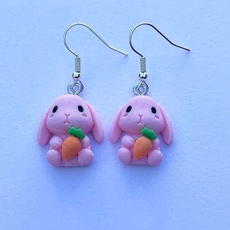 Cute pink bunny earrings, perfect to wear at Easter or to gift Easter Bunny Earrings, Kawaii Rabbit, Earrings Kawaii, Novelty Earrings, Rabbit Earrings, Rabbit Lover, Bunny Earrings, Cute Easter Bunny, Pink Bunny