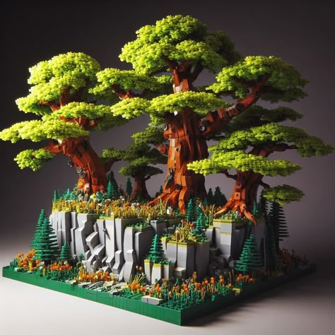 Quick 5 ideas for Lego trees MOCs – How to build it Lego Landscape Ideas, Lego Moc Ideas, Lego Forest, Lego Tree House, Lego Trees, Lego Zoo, Lego Diorama, Lego Tree, Lego Sculptures