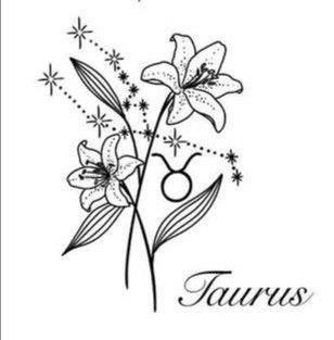 Taurus Lily Tattoo, Aesthetic Taurus Tattoo, Taurus Birth Flower Tattoo, May Taurus Tattoo, Taurus Flower Tattoo, Taurus Tattoo For Women, Taurus Tattoo Designs, Taurus Flower, Taurus Symbol Tattoo