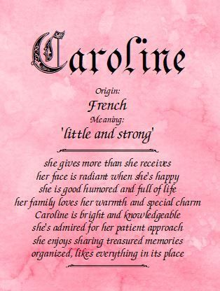 Meaning of the name Caroline Jessica Name, Meaning Of Your Name, Names For Boys List, Girl Names With Meaning, Unique Baby Boy Names, Greek Names, Name Origins, Name List, Sign Ideas