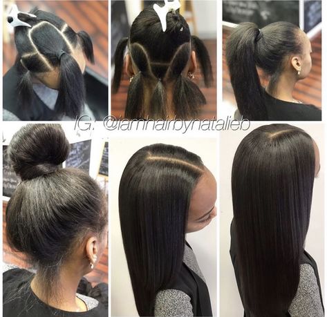 This is one of my most popular and requested Sew-Ins....the VERSATILE SEW-IN😍⁣  Hair by Natalie B. (312) 273-8693 IG: @iamhairbynatalieb FB: Hair by Natalie B. ⁣ Sew In For Short Hair, Straight Versatile Sew In, Different Sew In Hairstyles, Versatile Sew Ins, Versatile Curly Sew In, Weave Sew In Hairstyles, Natural Looking Sew In, Straight Weave Hairstyles Sew Ins, Extensions Hair Black Women