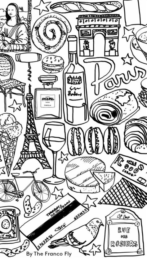 paris doodles Ty Tattoo, Zentangle Journal, Paris Doodles, Travel Hacks Kids, Best Travel Journals, Paris Drawing, Travel Doodles, Graphisme Design, Black And White Drawing