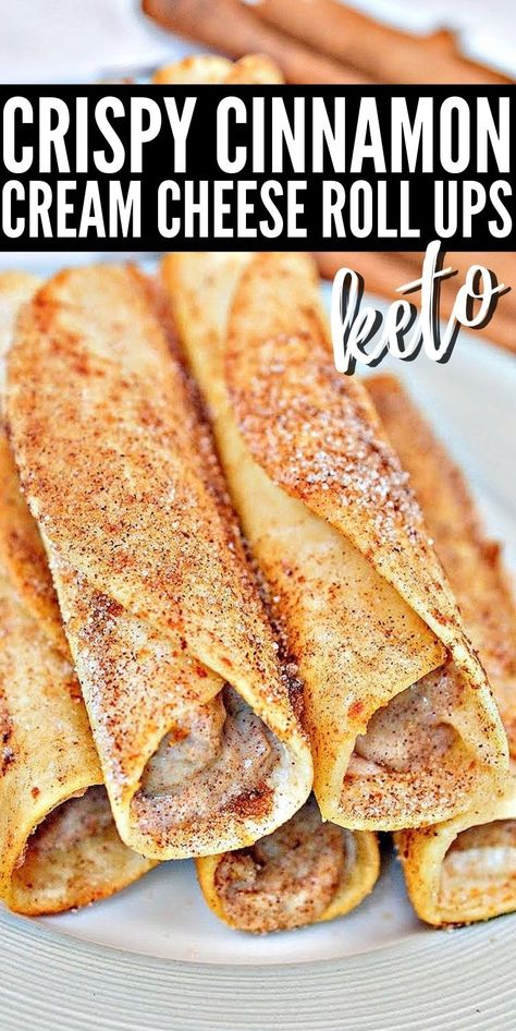 Cinnamon Cream Cheese Roll Ups #ketocrisptcinnamoncreamcheeserollups Cinnamon Cream Cheese Roll Ups, Cream Cheese Roll Ups, Cheese Roll Ups, Cream Cheese Roll Up, Keto Quiche, Keto Cinnamon, Cream Cheese Rolls, Cinnamon Cream Cheese, Cheese Roll