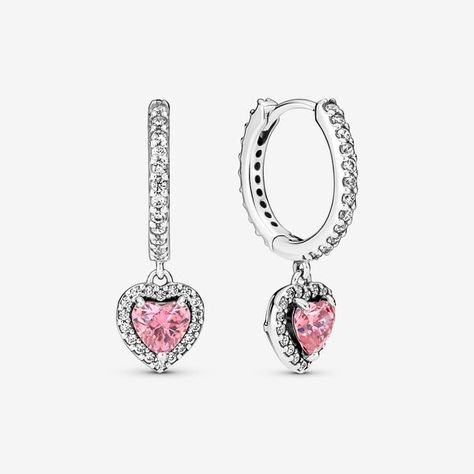 Pandora Bracelet Charms Ideas, Pandora Earrings, Pandora Pink, Pandora Heart, Charms Pandora, Heart Hoop Earrings, Jewelry Accessories Ideas, Pandora Bracelet Charms, Jewelry Lookbook