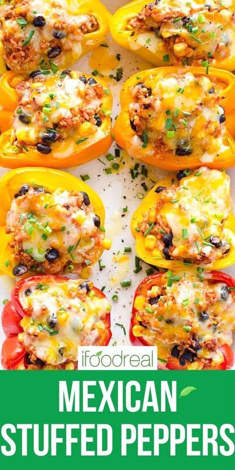 Stuffed Bell Peppers Turkey, Ground Turkey Rice, Corn And Black Beans, Low Carb Ground Beef Recipes, Beans Baked, Mexican Stuffed Peppers, Turkey Rice, Taco Stuffed Peppers, Dinner Sandwich