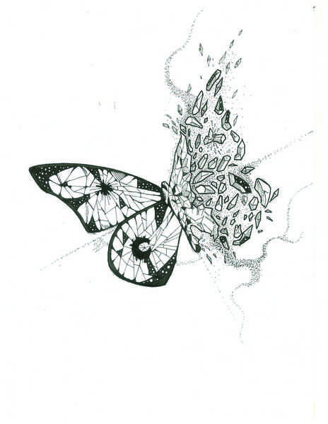 Injured Butterfly Tattoo, Wounded Butterfly Tattoo, Butterfly Turned To Dust Tattoo, Butterfly Turning To Dust Tattoo, Disintegrating Butterfly Tattoo, Broken Wings Sketch, Fading Butterfly Tattoo, Shattered Butterfly Tattoo, Dead Butterfly Tattoo