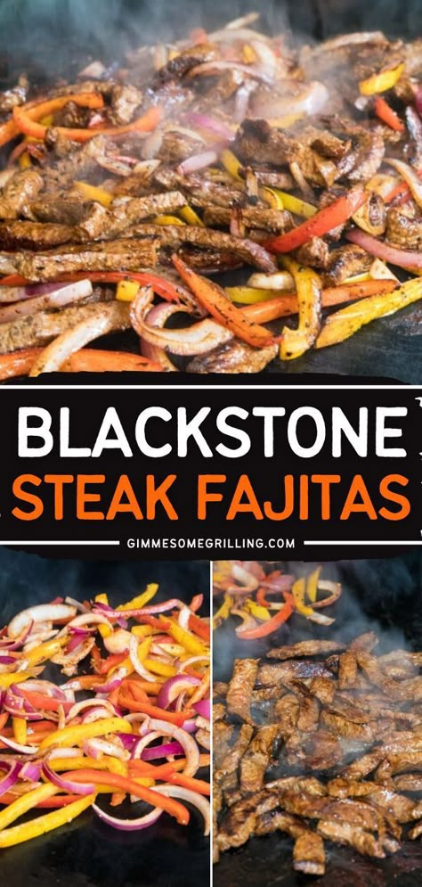 Black Stone Steak, Fajitas Blackstone, Fajitas For A Crowd, Blackstone Steak, Griddle Meals, Stone Dishes, Blackstone Meals, Griddle Ideas, Blackstone Ideas