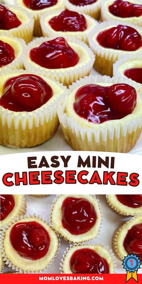 Easy Mini Cheesecakes, Soup Shooters, Mini Cherry Cheesecakes, Mini Cheesecakes Easy, Vanilla Wafer Crust, Cream Cheese Cupcakes, Vanilla Wafer, Mini Cheesecake Recipes, Easy Cheesecake Recipes