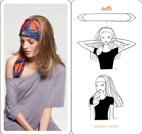 I've been wearing silk scarves as headbands for years. It's an easy fix for bad hair days! Scarf Knots, Head Scarf Styles, Ways To Wear A Scarf, How To Wear A Scarf, Tie Scarf, Hermes Scarf, Scarf Headband, Summer Scarves, Scarf Tying