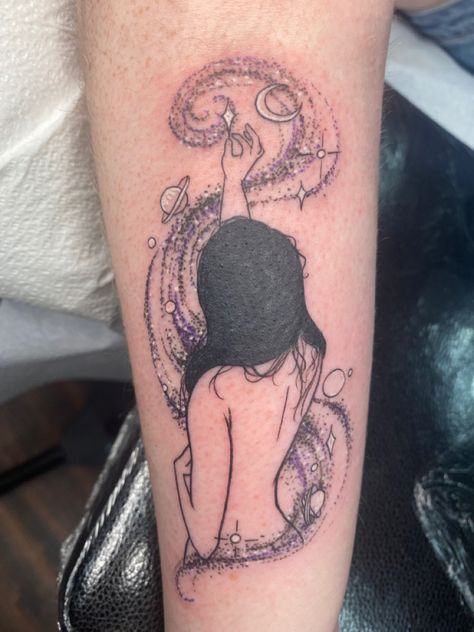 ( my tattoo) #universe #manifestation #manifesting #art #tattoo #tattooideas #tattoosforwomen #inspiration Universe Inside You Tattoo, Universe In Hands Tattoo, I Am Magic Tattoo, Woman Universe Tattoo, Dreamgirl Tattoo, Universe Spiritual Tattoo, Soul Tattoos For Women, Divine Feminine Spirituality Tattoo, Universe Tattoo Sleeve