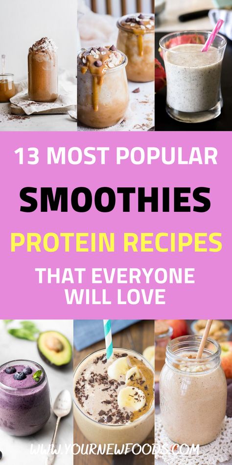 Most Popular Recipes for protein smoothies. 13 must-try protein smoothies recipes, including spinach smoothie recipe, banana smoothie recipe & coffee in smoothies & many more. These Recipes for protein smoothies will show you how to make delicious protein smoothies. You will be able to enjoy protein smoothies that are packed full of flavor all year round. Which is your favorite? Leave a comment to let us know... Smoothie Recipes Healthy Protein Powder, Best Protein Smoothies, Homemade Protein Smoothies, Vega Protein Recipes Vanilla, Vegan Smoothies Protein, Smoothie Recipes With Protein Powder, Protein Smoothies Healthy, Power Smoothie Recipes, Protein Smoothies Recipes