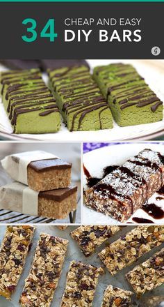 34 Cheap and Easy DIY Bars — Save money on your healthy snacks with these homemade bars. #bars #healthy #recipes #greatist Raw Energy Bar, Healthy Snack Bars Recipes Clean Eating, Diy Energy Bars, Easy Healthy Gronala Bar Recipes, Diy Snack Bars Healthy, Diy Perfect Bars, Snack Bars Ideas, Home Made Protein Bars Healthy, Gomacro Bars Recipe