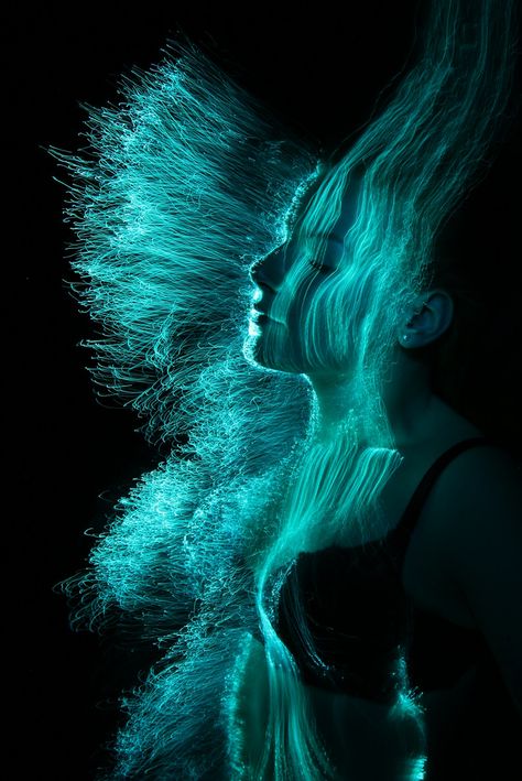 Light Painting made with fibre optics. SOOC apart from a slight crop. Blue Light Painting, Long Exposure Portrait, Light Painting Photography, Photo Hacks, Portrait Lighting, Photographie Portrait Inspiration, Fibre Optics, Exposure Photography, Foto Art