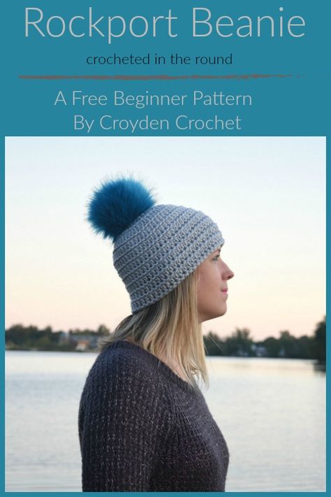 Crochet this free pattern for the Rockport Beanie using Lion Brand Color Made Easy. Pattern by Croyden Crochet. #crochethat #easycrochetbeanie #beginnerbeaniepattern #freecrochetpattern #crochet Half Double Crochet Stitch, Bonnet Crochet, Slouch Beanie, Double Crochet Stitch, Beanie Pattern, Crochet Round, Crochet Beanie, Half Double Crochet, Easy Crochet Patterns