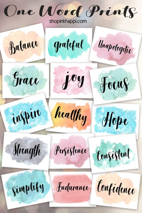 Over 70 prints. Let's get motivated! One Word Inspiration, Word Prints, Brush Lettering Quotes, Doodle Quotes, Word Quotes, Making A Vision Board, One Word Quotes, Astuces Diy, Hand Lettering Art