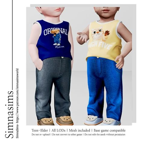 Infant jeans / sleeveless top | Patreon Sims 4 Cc Carhartt, Sims 4 Boy Infant Cc, Sims 4 Infant Cc Boy, Infant Accessories Sims 4, Sims 4 Cc Kids Clothing Boys Patreon, Sims 4 Cc Male Child Clothes, Sims 4 Infant Cc Patreon, Sims 4 Toddler Clothes Male, Sims 4 Infant Clothes