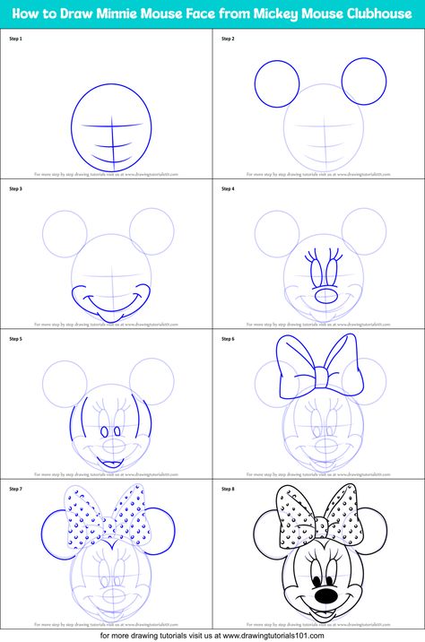 Minnie Mouse Drawing Easy Step By Step, How To Draw Minnie Mouse Step By Step, How To Draw Minnie Mouse, Disney Sketches Easy, Cute Disney Characters Drawing, Mouse Videos, Mickey Mouse Videos, Mouse Video, Draw Mickey Mouse