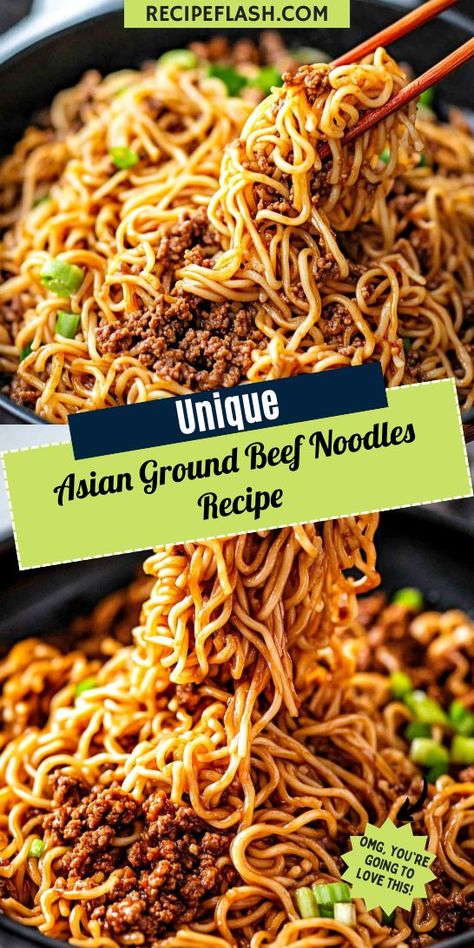 Searching for a new way to enjoy ground beef? This Asian Ground Beef Noodles recipe is a fantastic option, bursting with delicious flavors and textures. It's a simple meal that brings excitement to your dinner rotation. Save this recipe now for a delightful go-to dinner solution! Ground Beef Glass Noodles, What To Make With Ground Beef, Asian Ground Beef, Spicy Asian Noodles, Easy Asian Noodles, Glass Noodles Recipe, Ground Beef Noodles, Beef Noodles, Noodle Recipes Easy