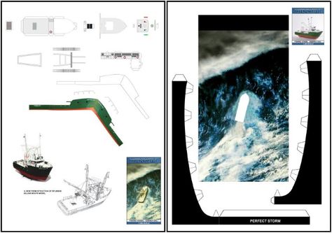 PAPERMAU: The Perfect Storm - Fishing Vessel Andrea Gail Paper Model by Paper Diorama Andrea Gail, Paper Diorama, Stormy Waters, The Perfect Storm, Fishing Vessel, Paper Printable, Perfect Storm, Paper Model, Crew Members
