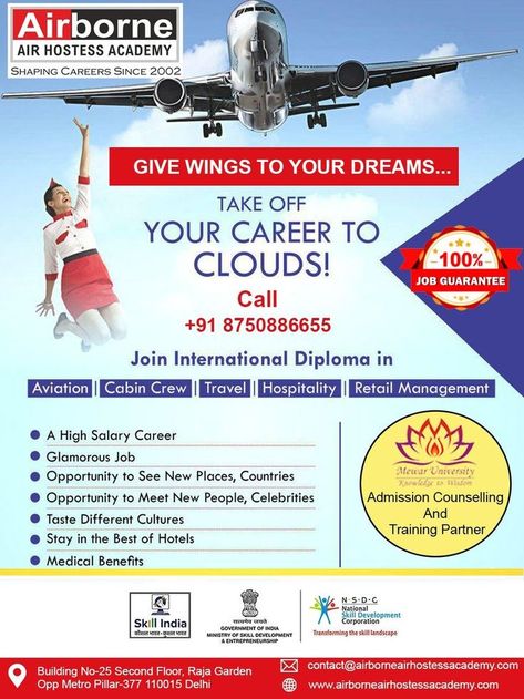 Air Hostess Training Course Fees Air Hostess Training, Employability Skills, Aviation Training, Travel Needs, Tourism Management, Diploma Certificate, Modern Classroom, Air Hostess, India School