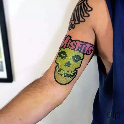 The Misfits Tattoo, Misfit Tattoo, Misfits Tattoo Flash, Danzig Tattoo, Misfits Tattoo, Samhain Danzig, Wicked Tattoos, Elbow Tattoos, Japanese Tattoos