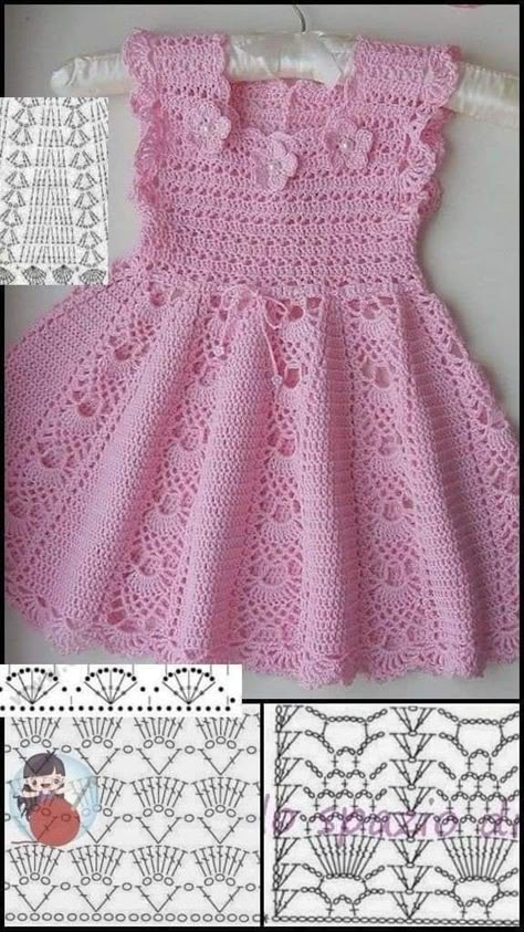 Crochet Baby Dress Free Pattern, Crochet Patterns Baby Girl, Vestidos Bebe Crochet, Crochet Dress Girl, Baby Dress Set, Crochet Baby Girl Dress, Crochet Baby Dress Pattern, Baby Dress Pattern