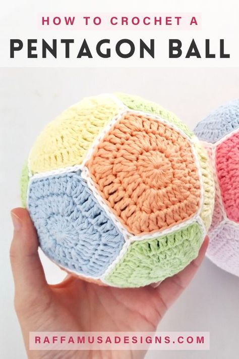 How to Crochet a Pentagon Ball – With Video Tutorial How To Crochet A Perfect Sphere, Large Crochet Ball Free Pattern, Crochet Sphere Pattern Free, Crochet Ball Pattern Free, Ball Crochet Pattern Free, Crochet Ball Free Pattern, Crochet Ball Tutorial, Crochet A Ball, Crochet Sphere