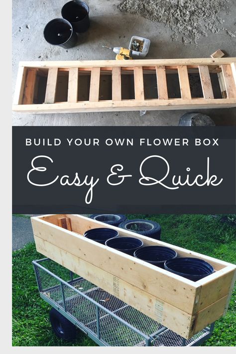 DIY Flower Box-Simple, quick and easy Patio Flower Boxes, Trailer Updates, Diy Flower Box, Build A Window, Build A Flower, Sunflower Festival, Wooden Flower Boxes, Diy Flower Boxes, Outdoor Box