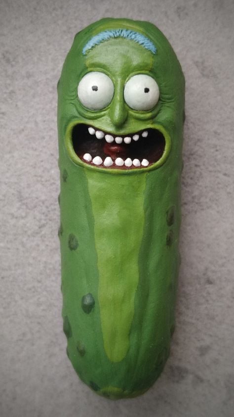 Clay Pickle Rick, Rick And Morty Sculpture, Pickle Rick Clay, Weird Clay Sculpture, Funny Clay Sculpture, Funny Clay Ideas, Fin E Jake, Clay Pickle, Weird Clay Art