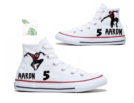 Spider Man Shoes, Spiderman Shoes, Shoes Customized, Cute Converse, Custom Converse, Personalized Shoes, Shoes Photo, My Son Birthday, Star Shoes