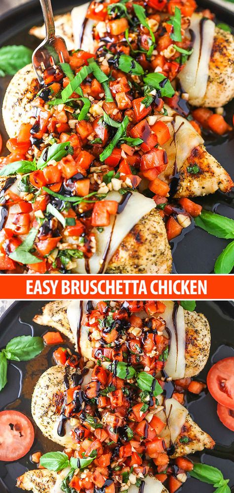 Making Healthy Food, Chicken Bruschetta Recipe, Food Healthy Recipes, Easy Bruschetta, Bruschetta Chicken, Food Cookies, Bruschetta Recipe, Recipes Casserole, Dinner Easy