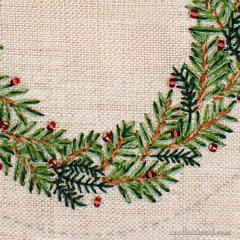 Christmas Embroidery Flowers, Winter Wreath Embroidery, Christmas Wreaths Embroidery, Embroidery Christmas Sweater, Embroidery Christmas Wreath, Embroidery Wreath Pattern, Christmas Embroidery Patterns Free, Free Christmas Embroidery Patterns, Christmas Wreath Embroidery