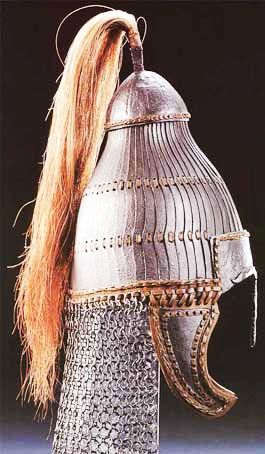 An Avar helmet, which was adopted by the Huns from the Avar, a nomadic equestrian society in Central Asia. The Huns, Lamellar Armor, Old Warrior, Chinese Armor, Germanic Tribes, A Knight's Tale, Ancient Armor, Historical Armor, Early Middle Ages