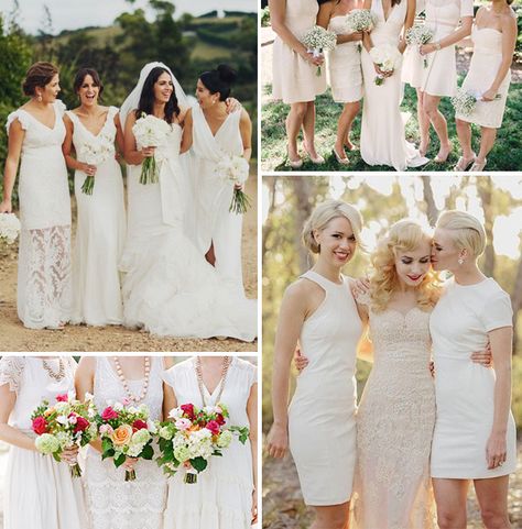 2015 Wedding Trends | White Bridesmaids Dresses | www.onefabday.com White Bridesmaids Dresses, Top Wedding Colors, 2015 Wedding Trends, Centrepiece Ideas, Gorgeous Bridesmaid Dresses, Top Wedding Trends, Vegan Wedding, White Bridesmaid, Bridesmaid Inspiration