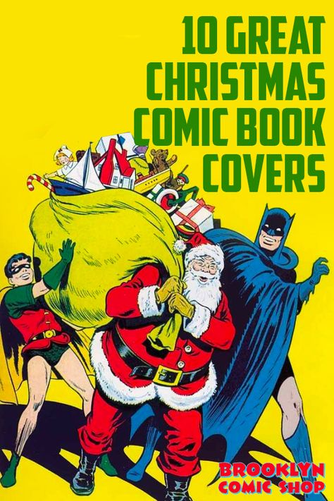 Christmas is a huge part of Americana and has been such a big part of comics from its inception. Although usually cheerful and sometimes humorous, the portrayal of Christmas in comics has grown along with its audience. This has made for some fun and sometimes edgier covers. #comicbooks #christmas #holiday #comiccon #batman Christmas Comics Cartoon, Comic Book Christmas, Christmas Comics, Superman Comic, Christmas Cover, Comic Shop, Superhero Comics, How To Make Comics, Comic Book Covers