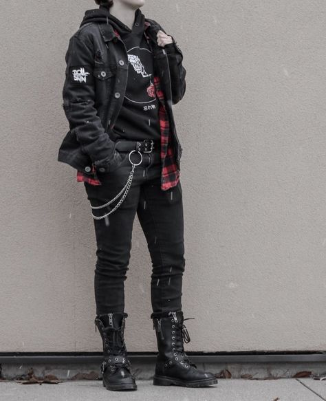 m y e s c a p e — demonia Punk Style Outfits, Masc Outfits, Punk Clothing, Alt Outfits, Black Clothes, Estilo Punk, Punk Outfits, Alt Fashion, Swaggy Outfits