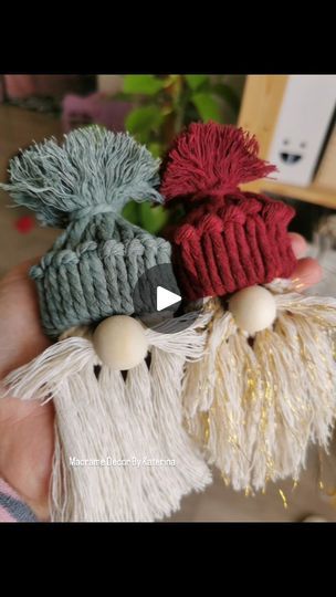 Christmas Gnome Craft, Macrame Gnome, Gnome Craft, Gnome Tutorial, Macrame Christmas, Santa Crafts, Christmas Magnet, Gnome Gift, Christmas Crafts To Make