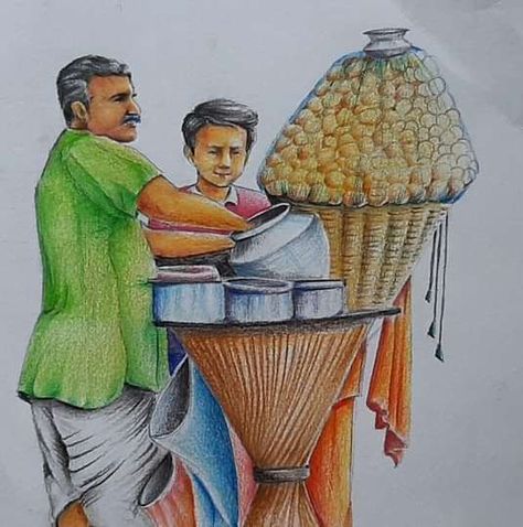 Sketches Indian, Creative Drawing Ideas, Scenery Drawing For Kids, Elementary Drawing, Composition Drawing, Human Sketch, Composition Painting, Painting Portraits, Human Figure Sketches