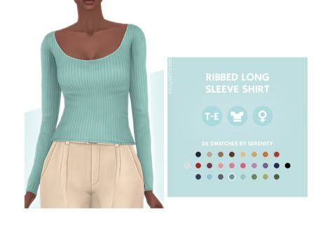 Sims Shirts, Sims 4 Cc Clothes Long Sleeve, Sims 4 Long Sleeve, Sims 4 Shirts Cc, Sims 4 Long Sleeve Shirt, Sims 4 Cc Long Sleeve Top, The Sims 4 Blouse Cc, Sims Games, Sims 4 Cc Folder