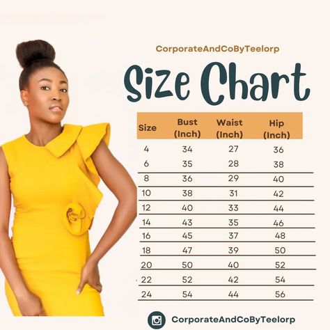 Hey there😍, Here's our size Chart. You can also send in your measurements. We look forward to taking your orders. Our Business Line: +234810-573-4047 You can also click the link on our bio to send us a Direct WhatsApp Message. . . #Corporateandcobyteelorp #Corporatewears #Office wears #madetoorder #Ready to wear Office Wears, Whatsapp Message, Hey There, Office Wear, Looking Forward, Click The Link, Ready To Wear, Size Chart, How To Wear